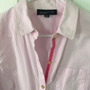 JONES NEW YORK 3/4 sleeve preppy pink button down